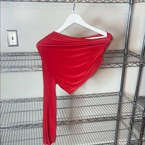 Red Women's one arm crop top